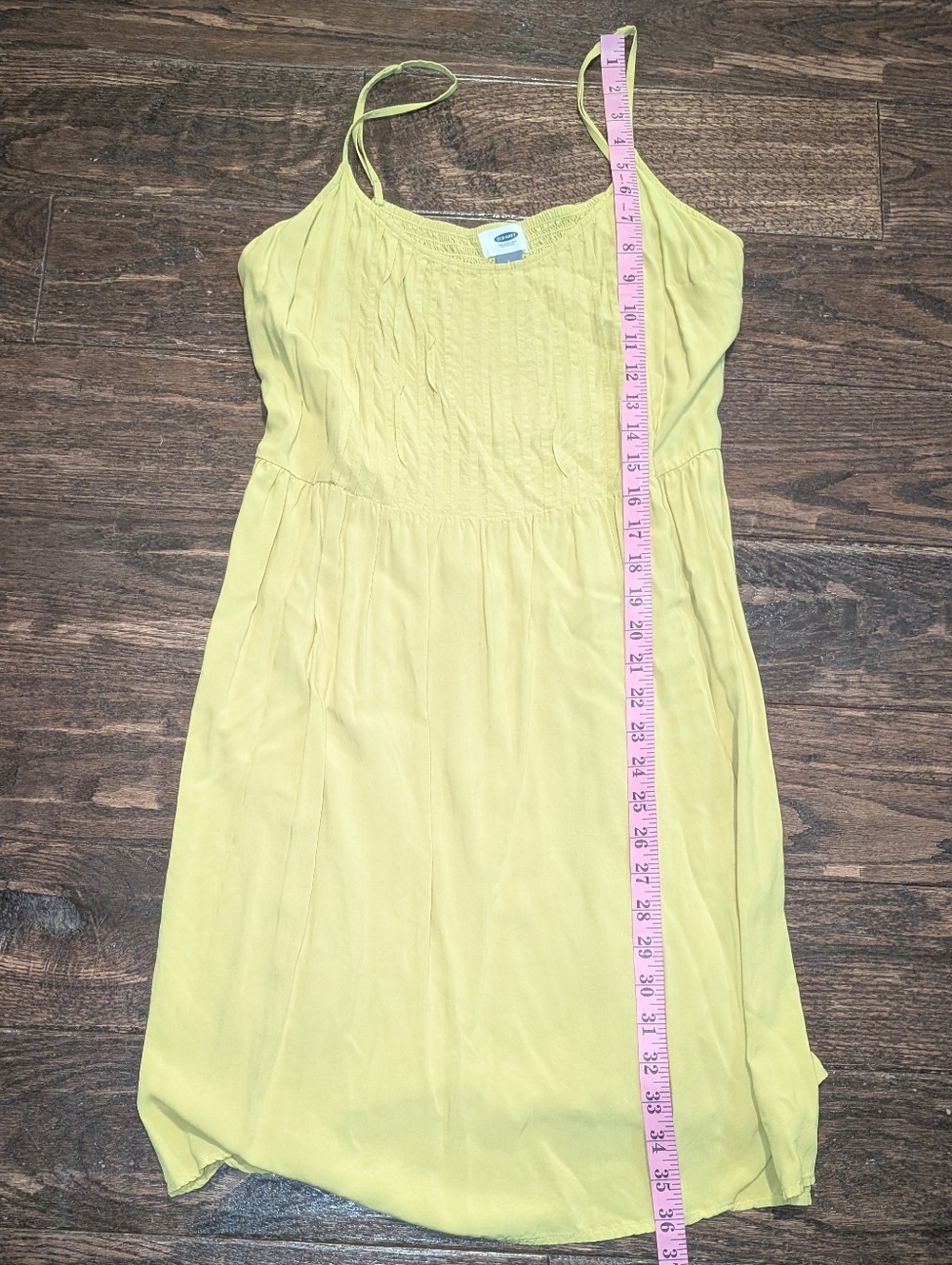 Old Navy Summer Dress Mid Length Spaghetti Strap Bright Yellow Green - Picture 9 of 9